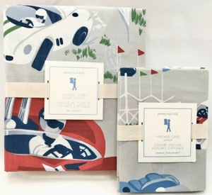 NEW Pottery Barn Kids Vintage Cars Twin Duvet Cover & Standard Sham, Auto, Race - Picture 1 of 2