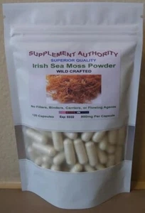 Cápsulas en polvo de musgo marino irlandés ~ ¡NUEVO Y FRESCO! ~ ¡HECHO A MANO SALVAJE! ~ ¡SIN LEJÍA! - Imagen 1 de 2