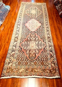 Exquisiter 1960er Jahre authentisch Vintage neuwertig handgeknoteter Läufer 10' x 4' Fuß - Bild 1 von 6