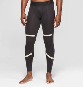 Men's Compression Tight Leggings with Khaki Taping - C9 Champion -Black-NWT - Picture 1 of 2