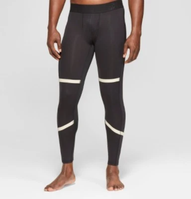 Men's Compression Tight Leggings with Khaki Taping - C9 Champion -Black-NWT - Image 1 of 2