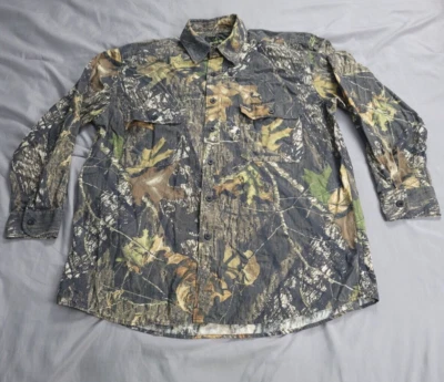 Redhead Large Mens Camo Shirt Mossy Oak Break Up Hunting Camouflage Collard - Image 1 of 4