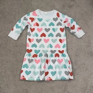 Crazy 8 Girls Small 5/6 White Dress With Colorful Hearts Stains (C14) - Picture 1 of 6