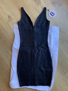 Gorgeous Black Foil Bandage Dress Bodycon - Picture 1 of 2