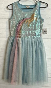 Zenzi Dress Girls XL 14 Blue Sleeveless Unicorn Tulle Party Easter Valentines - Picture 1 of 13