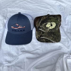 Drake Waterfowl Flag Hat And Mossy Oak Camo Hat NWT Lot Of 2 - Picture 1 of 5