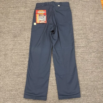 Vintage Dickies Flannel Lined Pants 36X32 Navy Blue Workwear True 70s USA NEW - Image 1 of 4