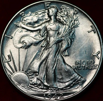 Uncirculated 1942 Philadelphia Mint Silver Walking Liberty Half - Image 1 of 2