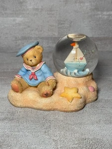 Cherished Teddies August Bear Waterball Beach Sailor Sail Boat Water Snow Globe - Picture 1 of 6