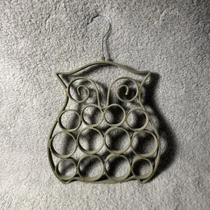 FELTED OWL SHAPE SAGE BELT SCARF CIRCULAR RING HANGER 12 HOLES 11" X 10" - Picture 1 of 8