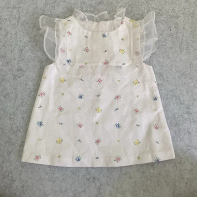 Janie and Jack Girls 4 Summer White Floral Short Flutter Sleeve Blouse Top New - Image 1 of 4