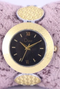 Bellissimo Orologio Da Polso Dior Donna Quarzo Quadrante Nero Ottimo Funzionante Rimani Puntuale - Foto 1 di 9