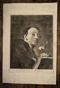Antica Stampa Giovan Battista Piazzetta Sant'Antonio da Padova XVIII secolo - Imagen 1 de 3
