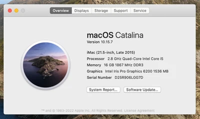 Apple iMac 21.5" 2.8GHz Core i5-5575R 16GB 1TB HDD A1418 MK442LL/A - Image 1 of 4