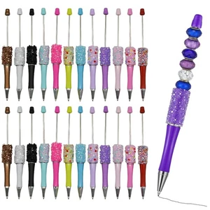 36 PCS Petal Glitter Beadable Ballpoint Pens Retractable Diamond Bead Pen Pla... - Foto 1 di 7