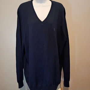 Neu mit Etikett Polo Ralph Lauren Pullover Herren XL groß waschbar Merinowolle V-Ausschnitt blau $ 138 - Bild 1 von 15