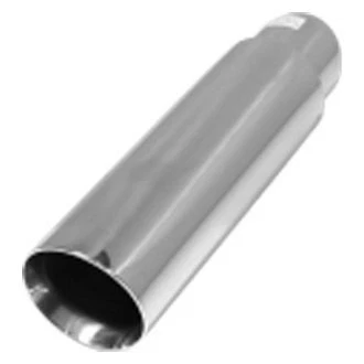 Exhaust Tip 304 SS Round Beveled Edge Angle Cut Weld-On Double-Wall Polished Foto 1 de 2