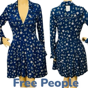 NEU Free People Kleid M Good Days Minikragen V-Ausschnitt Pullover Blumendruck 128 $ - Bild 1 von 16