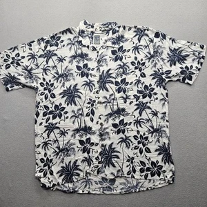 Ocean Current Men's Size XL White Black Hawaiian Shirt Palm Tree Flowers - Picture 1 of 8