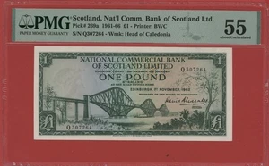 SCOTLAND 1 POUND  1962  PICK  # 269a PMG 55 ABOUT UNCIRCULATED - Picture 1 of 2