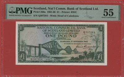 SCOTLAND 1 POUND  1962  PICK  # 269a PMG 55 ABOUT UNCIRCULATED - Image 1 of 2