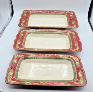Fitz and Floyd ~ St. Bandejas de cerámica anidadas Nick Christmas Holiday ~ Juego de 3 ~ NUEVAS con caja - Imagen 1 de 6