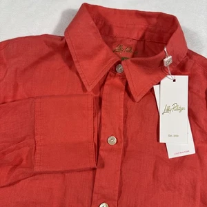 Lilly Pulitzer Shirt Women's Small Mizner Red Stevey Relaxed Button Up Seacoast - Picture 1 of 9
