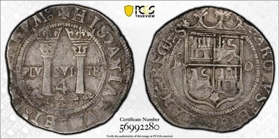M6 México (c.1557)-Mo, O Silver Cob 4 Reales 13.75g PCGS XF-40 Foto 1 de 3