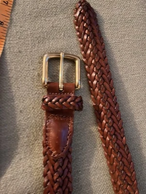 Coach #3863 Brown 10 Strand Leather 1" Woven/Braided Casual Belt Sz42 Turkey - Image 1 of 4