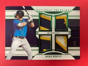 2024 Panini NATIONAL TREASURES MIKE BOEVE Triple Logo Patch RC SSP #4/5 Brewers - Picture 1 of 1