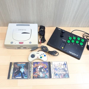 Sega Saturn Console with Hori Fighting Stick & 3 games Japan US DUTY PAID R110 - Picture 1 of 12
