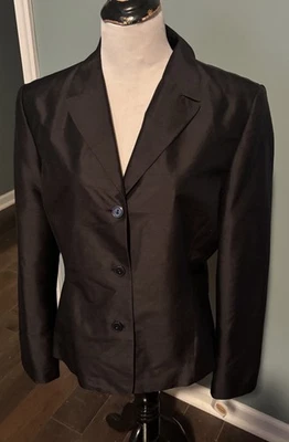 Talbots 100% Pure Silk Shantung Black 3 Button Blazer in  Size 16 NWT - Image 1 of 4