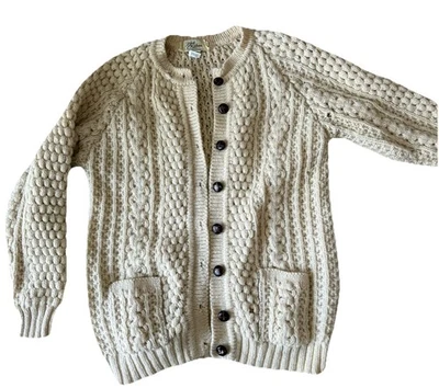 Suéter de Pescador Vintage 100% Lana Irlanda Hombres Talla 44 Grande Grueso Tejido con Cable Foto 1 de 4