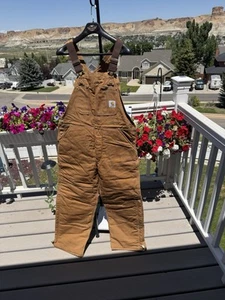SALOPETTE CARHARTT MARRONE ANATRA TRAPUNTATA FODERATA ARTIC BAVAGLINO, TAGLIA 36x30 OTTIMA NUOVA FORMA - Foto 1 di 24