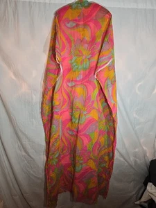 60er Jahre Kaftan Psychedelic Handmade Cocoon Maxikleid (braucht neuen Reißverschluss) Gr. 2XL - Bild 1 von 12