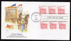 Scott #2452B Circus Wagon (12/08/1992) Fleetwood Pair of Coils FDC Cincinnati OH - Picture 1 of 1