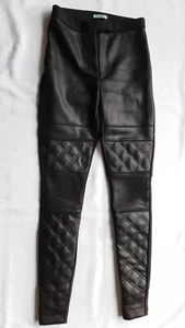 Kookai Size 34 Aus 6 Black Quilted Skinny Leg Stretch Coated Pants - Bild 1 von 7