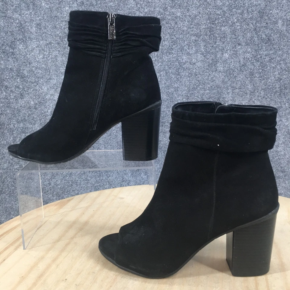 Kenneth Cole Reaction Boots Womens 6.5 M Fridah Ankle Bootie Black Suede Heels - Image 1 of 4