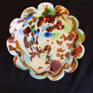 Kunstglas Schale Tutti Frutti mundgeblasen bunt Murano Stil Vintage LESEN - Bild 1 von 16