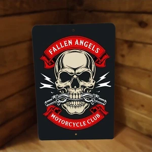 Cartel de metal Fallen Angels Motorcycle Club Concept Biker Art - Imagen 1 de 2