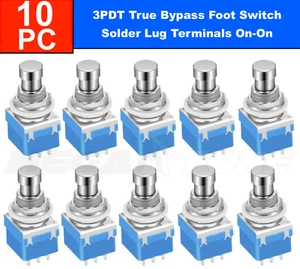 10X 3PDT 9-Pin Push Button Foot Switch True Bypass On-On High Quality USA SELLER - Picture 1 of 7