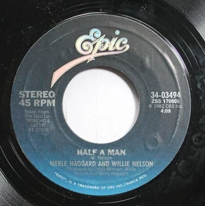 Country Nm! 45 Merle Haggard And Willie Nelson - Half A Man / Reasons To Quit On - Picture 1 of 2