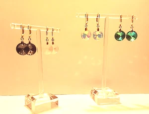 Pendientes colgantes de cristal, enchapados en oro de 24k - Imagen 1 de 1