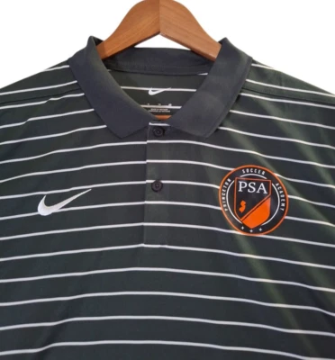Camisa polo masculina listrada cinza GG Nike Princeton Soccer Academy nova com etiquetas - Imagem 1 de 4