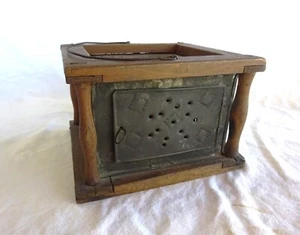 Antique Foot Hand Warmer American Wood & Punched Tin Carriage 19th Century - Picture 1 of 6