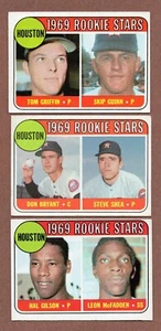 1969 Topps Rookie Lotto (3) Astros #156 Gilson #499 Shea/Bryant #614 Griffin EX - Foto 1 di 2