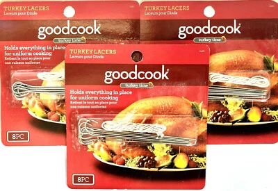 3 Packs of 8 Pieces - Turkey Chicken Roast Pork Ribs Lacers Pins & Cotton String - Image 1 of 3