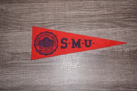 1950s MINI Felt Pennant 3.5" x 9.75" S.M.U. University Mustangs Cover