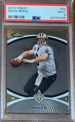 2010 Topps Finest Football #50 Drew Brees PSA 9 Pop 3 - Image 1 of 2