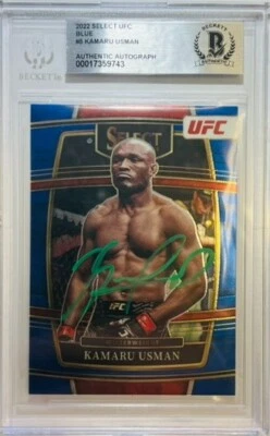 Kamaru Usman autographed 2022 Panini card #5 UFC BAS Encapsulated - Image 1 of 3